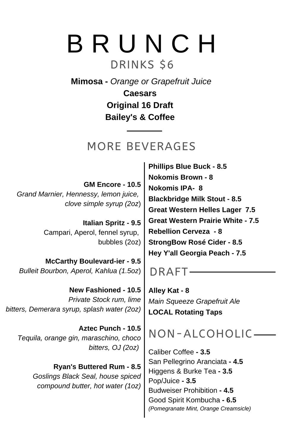 Brunch Menu